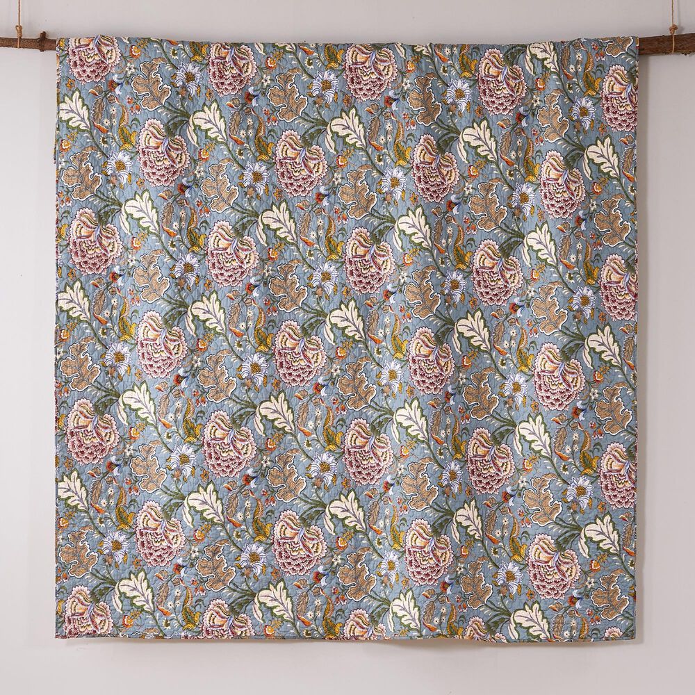 Levtex Angelica 3-Piece Full/Queen Reversible Quilt Set in Greyish Blue, Taupe, Green, Blue, Burnt Orange and Maroon, , large