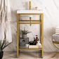 James Martin Vanities Boston 20" Single Bathroom Vanity in Radiant Gold with 3 cm White Glossy Resin Countertop and Rectangular Sink, , large