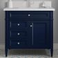 James Martin Vanities Brittany 36" Single Bathroom Vanity in Victory Blue with Single Hole 3 cm White Zeus Quartz Top and Rectangular Sink, , large