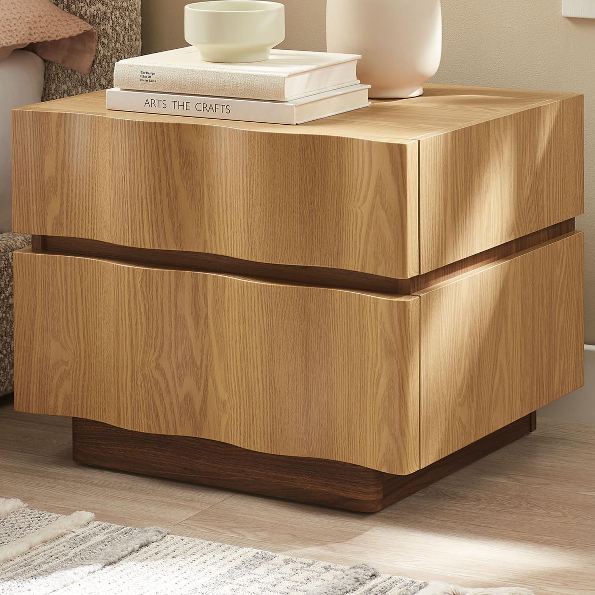 Modway Isola 2 Drawer Nightstand in Light Oak Walnut