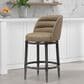 Armen Living Eunice Swivel Counter Height Stool with Mushroom Brown Upholstery in Antique Pewter, , large