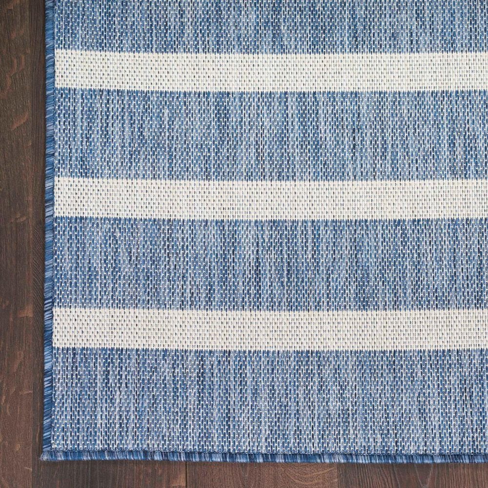 Nourison Positano POS03 Navy and Ivory 2&#39; x 6&#39; Indoor/Outdoor Runner, , large