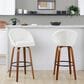 LumiSource Matisse 30" Swivel Barstool with Cream Fabric Upholstery in Walnut and Black (Set of 2), , large