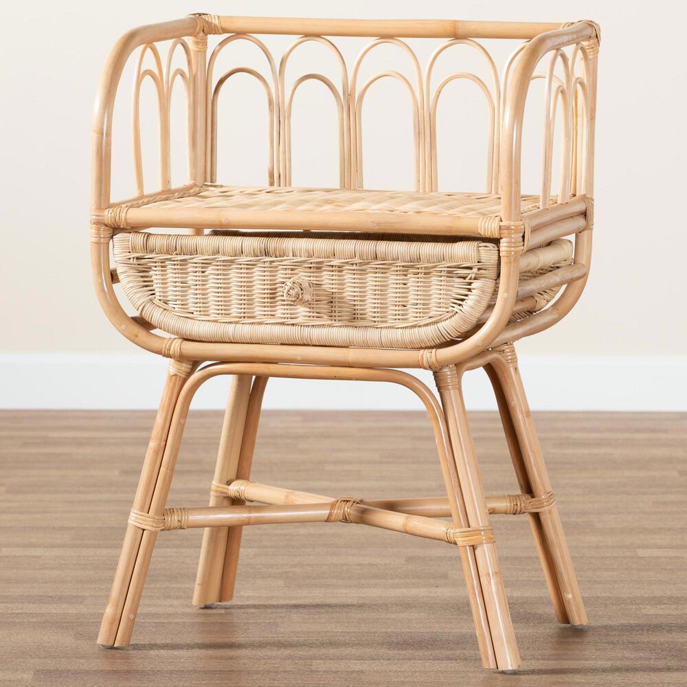 Baxton Studio Panchali 1-Drawer Rattan Nightstand in Natural Brown, , large