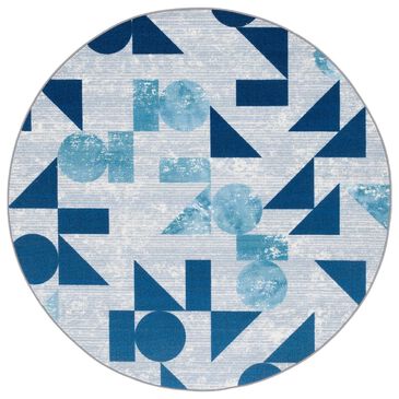 Safavieh Kids Playhouse KPH222F 5" Round Grey and Blue Rug, , large