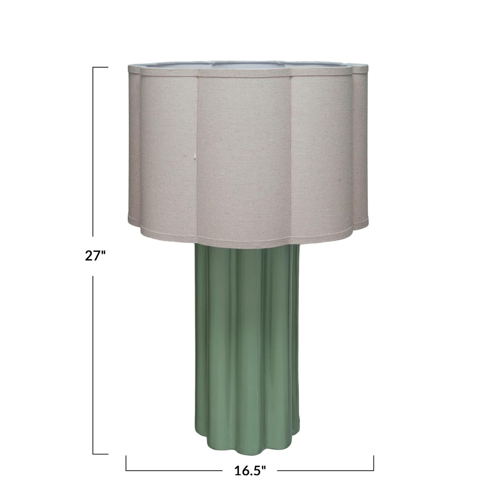Teak Interiors Fluted Tb Lamp Scalloped Shade
