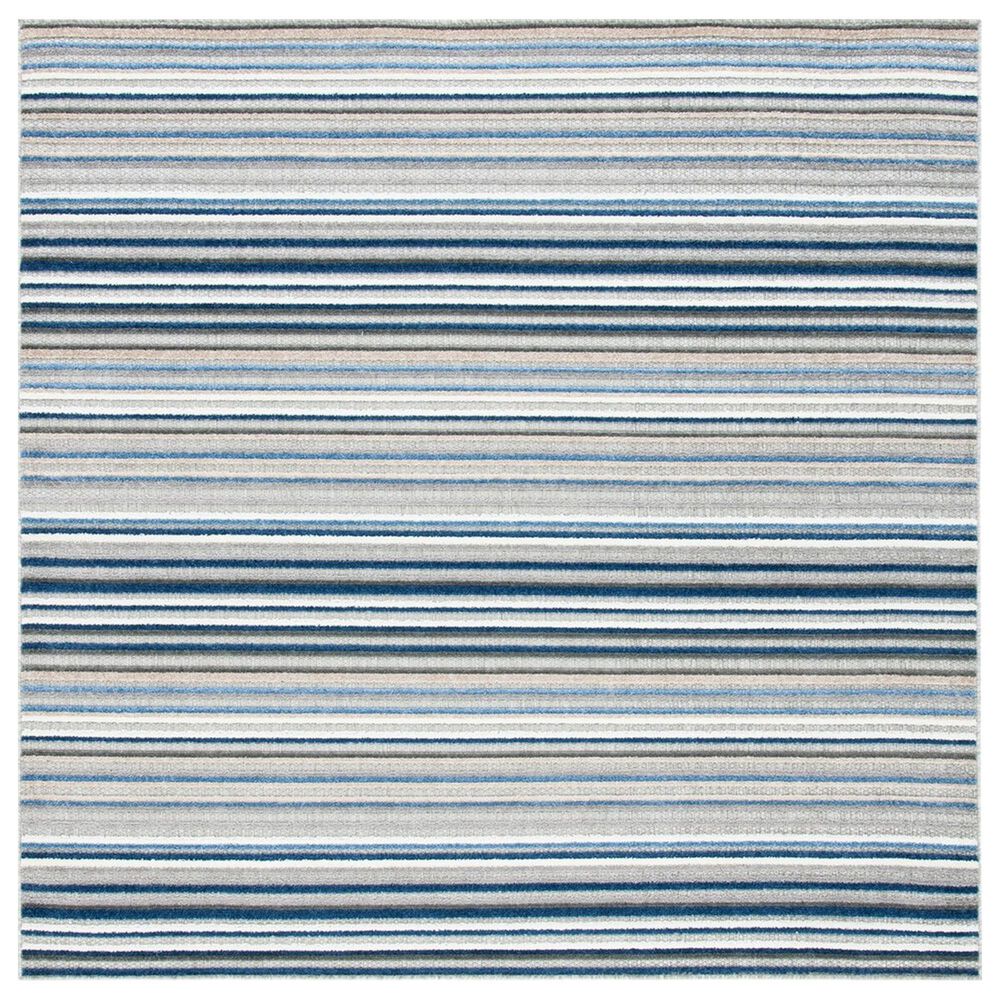 Safavieh Cabana CBN323F 6"7" Square Grey and Blue Indoor/Outdoor Area Performance Rug, , large