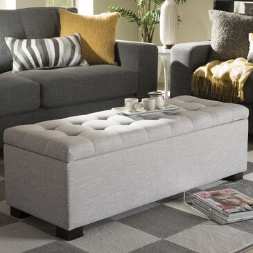 Baxton Studio Roanoke Upholstered Storage Ottoman Bench in Grayish Beige, , large