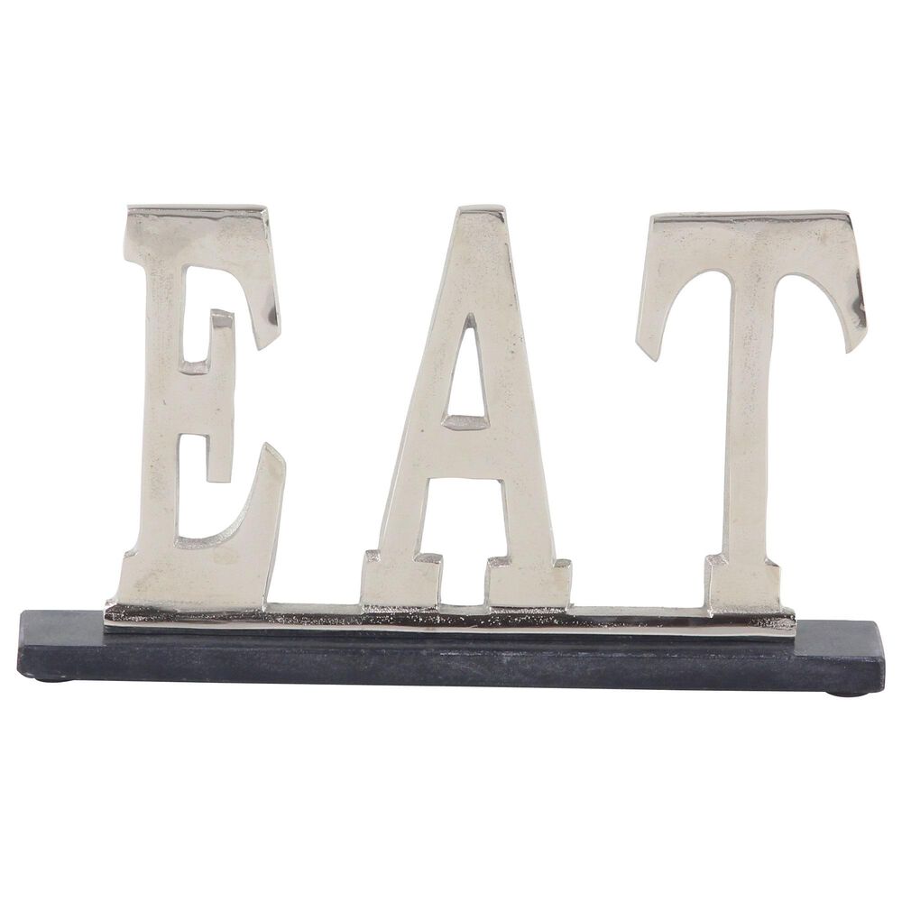 Maple and Jade "Eat" Decorative Sign in Silver and Black, , large