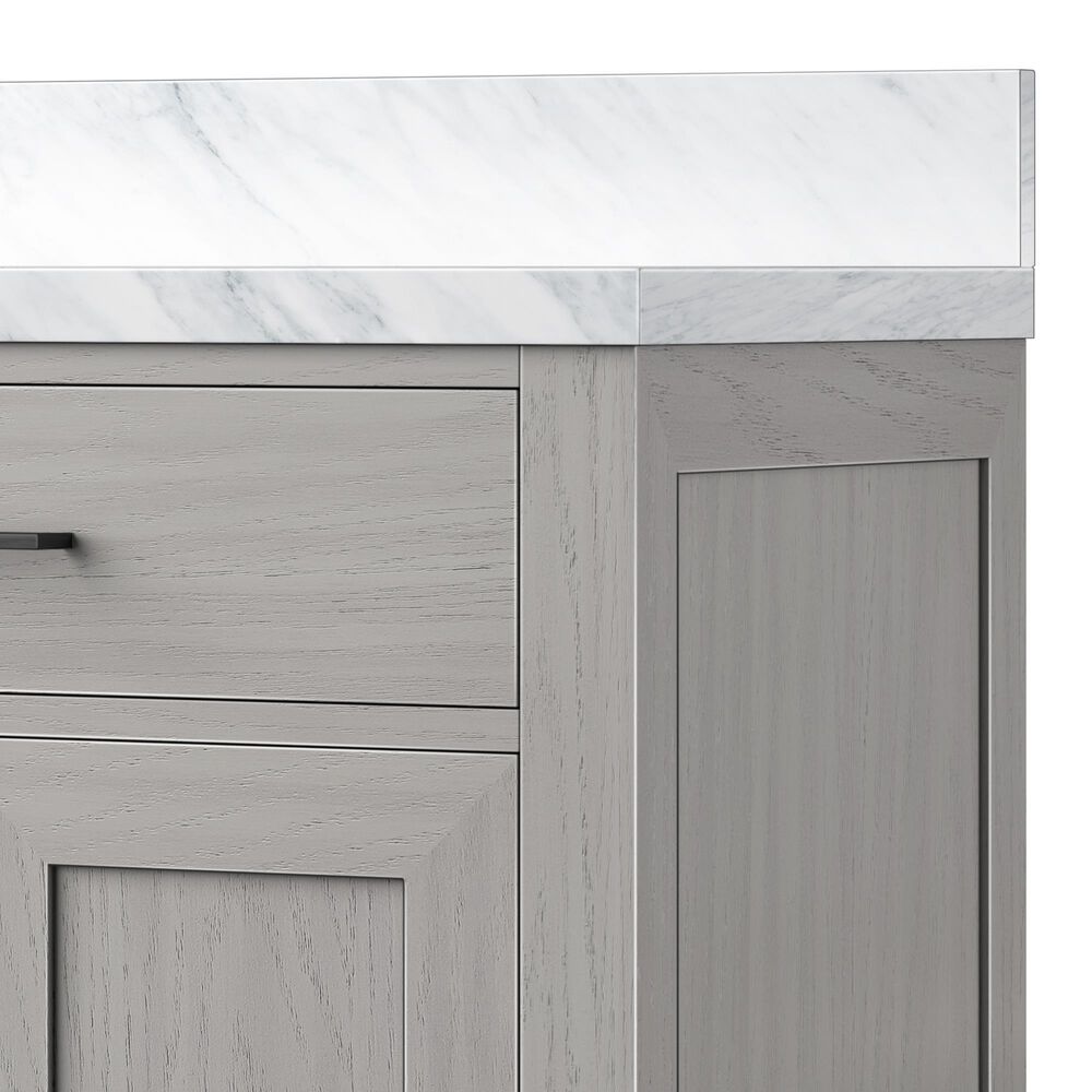 Lexora Home Abbey 30&quot; Single Bathroom Vanity in White Oak with 2 cm White Carrara Marble Top and Rectangular Sink, , large