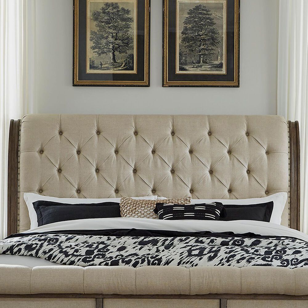 Belle Furnishings Americana Farmhouse Queen Sleigh Bed in Dusty Taupe, , large