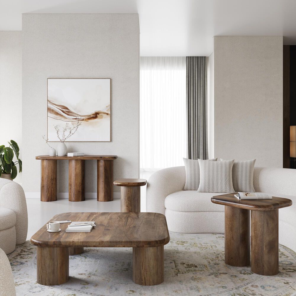 Waltham Mandara Chairside Table with Pedestal Base in Walnut, , large