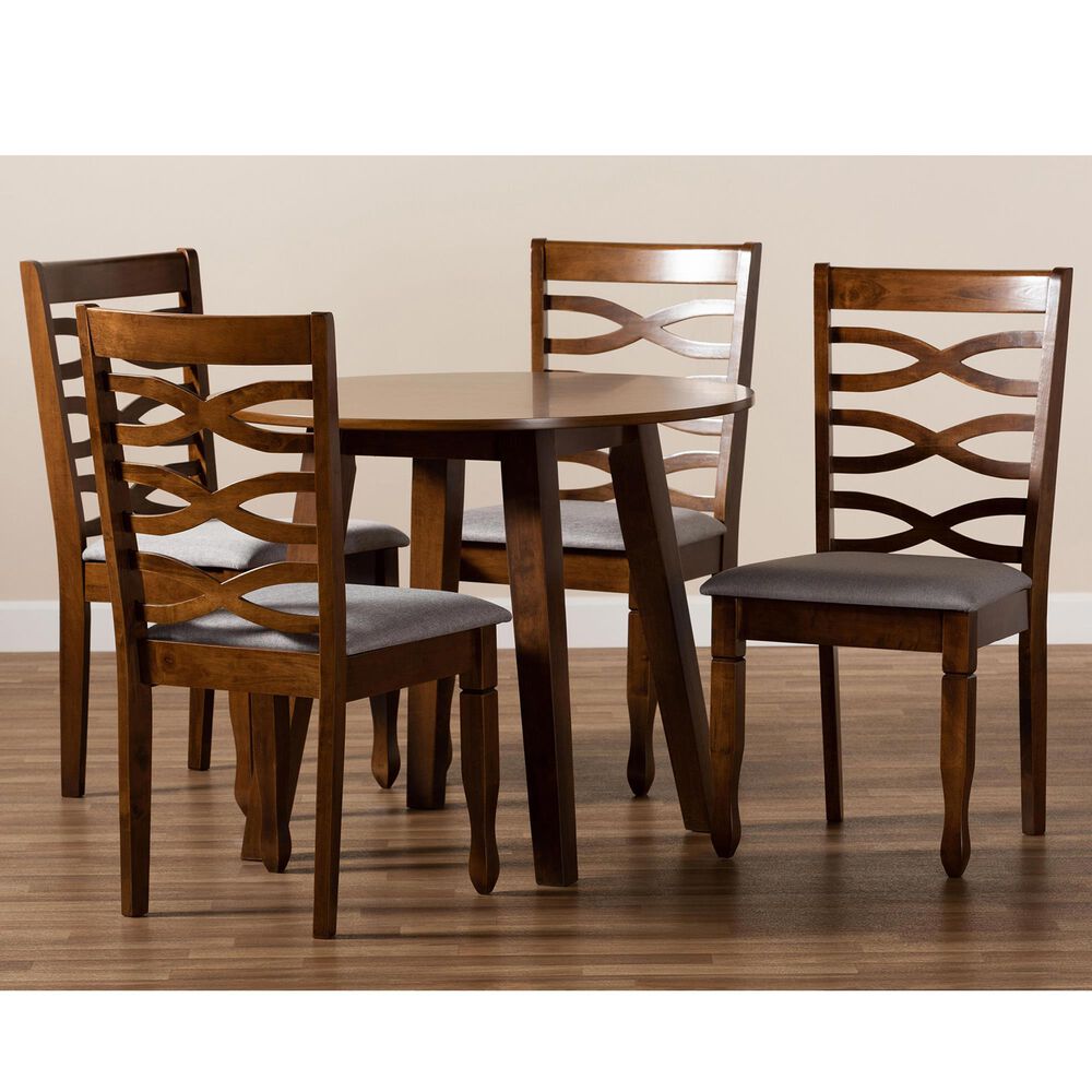 Baxton Studio Darina 5-Piece Dining Set in Grey/Walnut Brown, , large