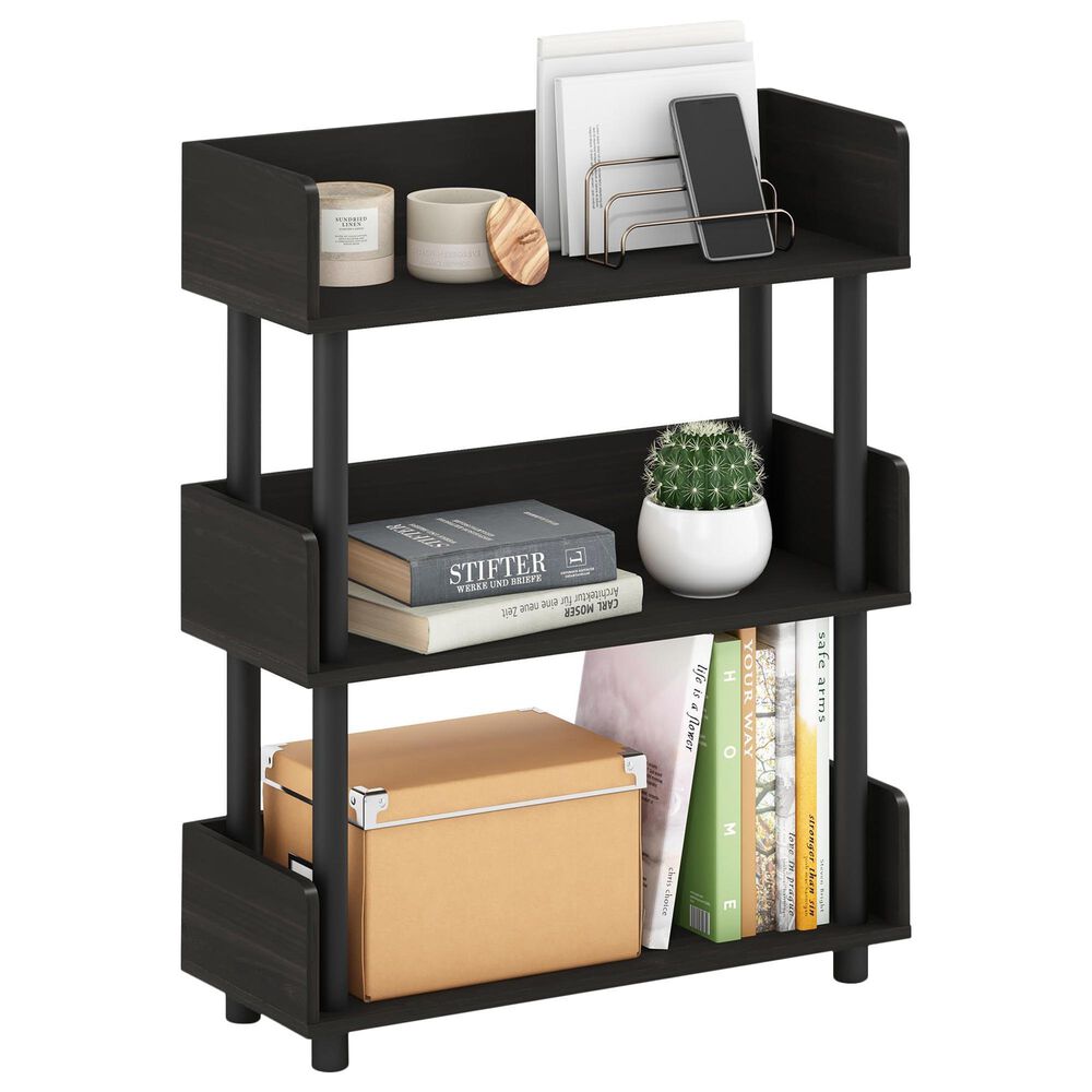 HOMLUX Turn-N-Tube 3-Tier Open Display Storage Bookshelf in Espresso, , large