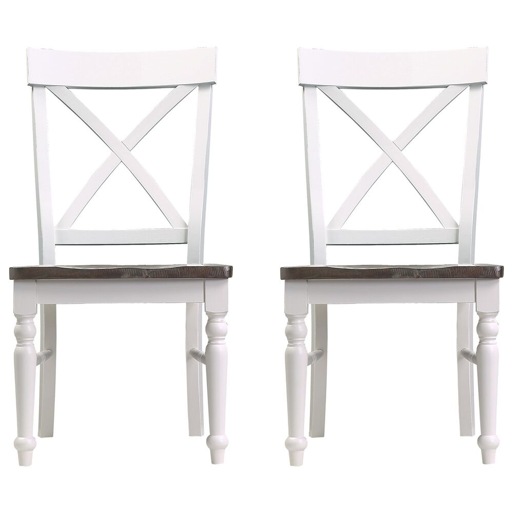 Emerald Home Furnishings Mountain Retreat Side Chair in Dark Mocha and Antique White &#40;Set of 2&#41;, , large