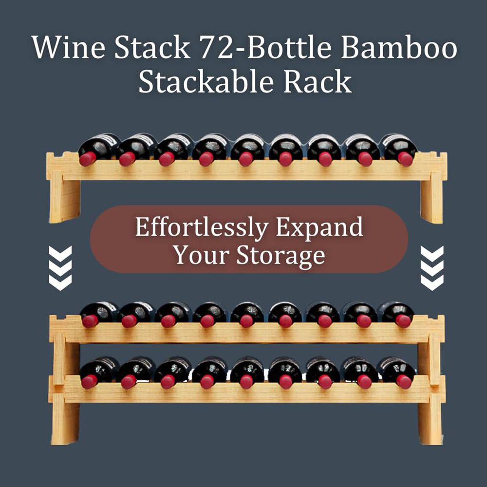 HOMLUX 72-Bottle Bamboo Stackable Modular Wine Rack in Natural, , large