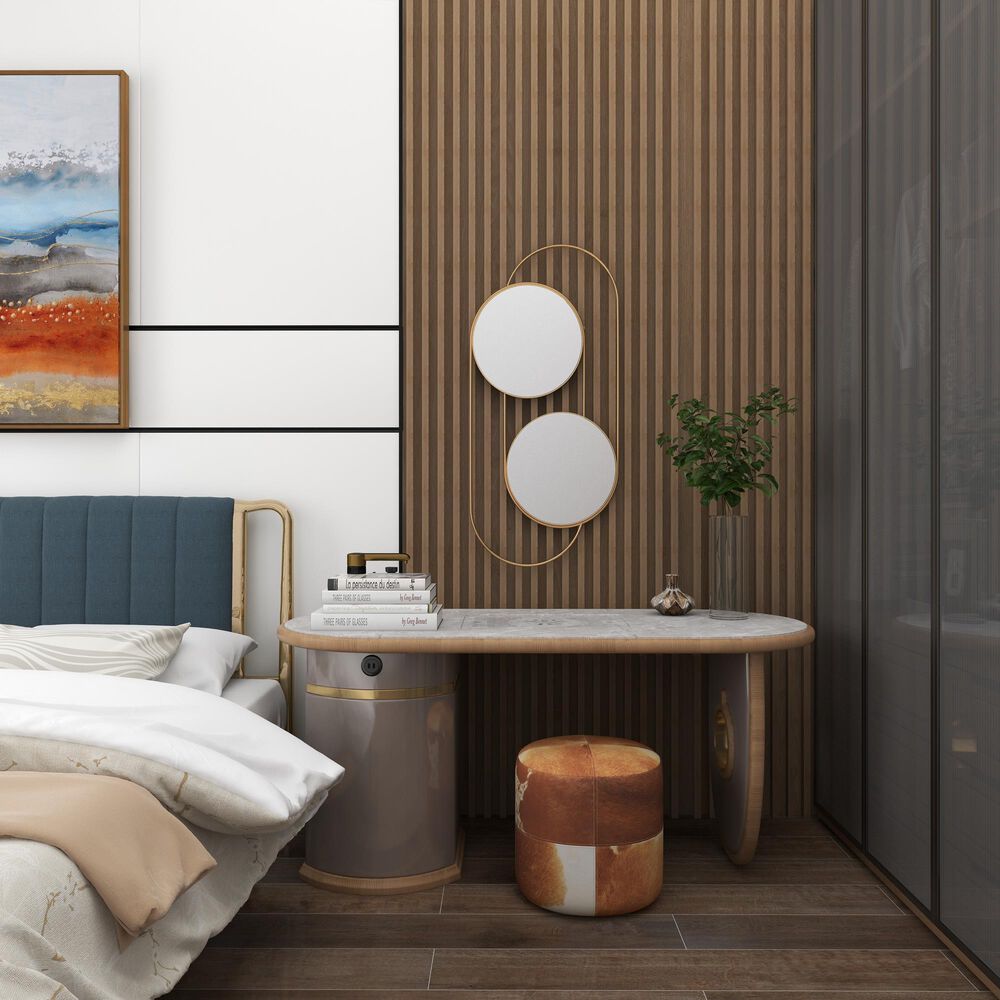 Maple and Jade 20&quot; x 43&quot; Wall Mirror in Matte Gold, , large