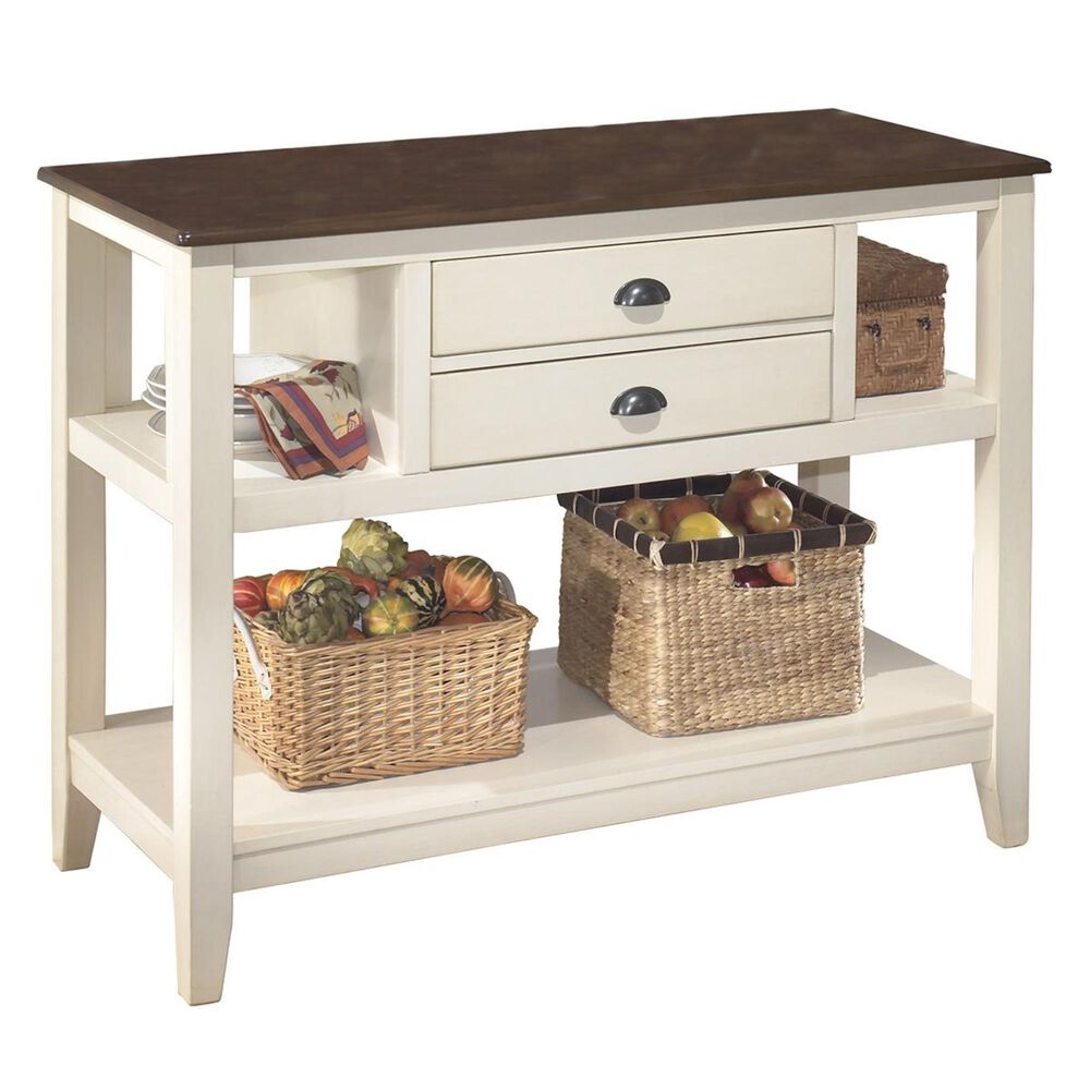 Ashley Whitesburg Server in Brown and Cottage White, , large