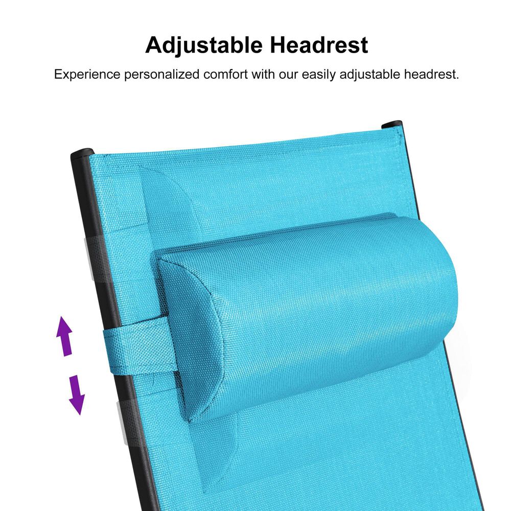 HOMLUX 3-Piece Oversized Patio Chaise Lounge Set in Turquoise Blue, , large