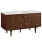 James Martin Vanities Amberly 60" Single Bathroom Vanity in Mid-Century Walnut with 3 cm Lime Delight Quartz Top and Rectangular Sink, , large