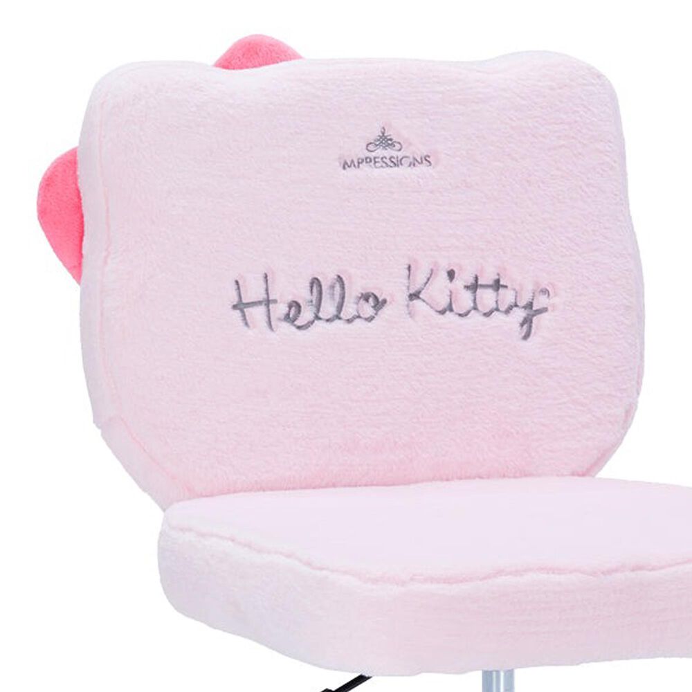 Impressions Vanity Hello Kitty Teddy Fur Swivel Vanity Chair in Silver, , large