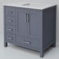 Lexora Home Jacques 36" Right Offset Single Bathroom Vanity in Dark Grey with 2 cm White Quartz Top and Rectangular Sink, , large