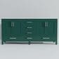 Lexora Home Jacques 72" Double Bathroom Vanity in Green with 2 cm White Cultured Marble Top and Rectangular Sinks, , large