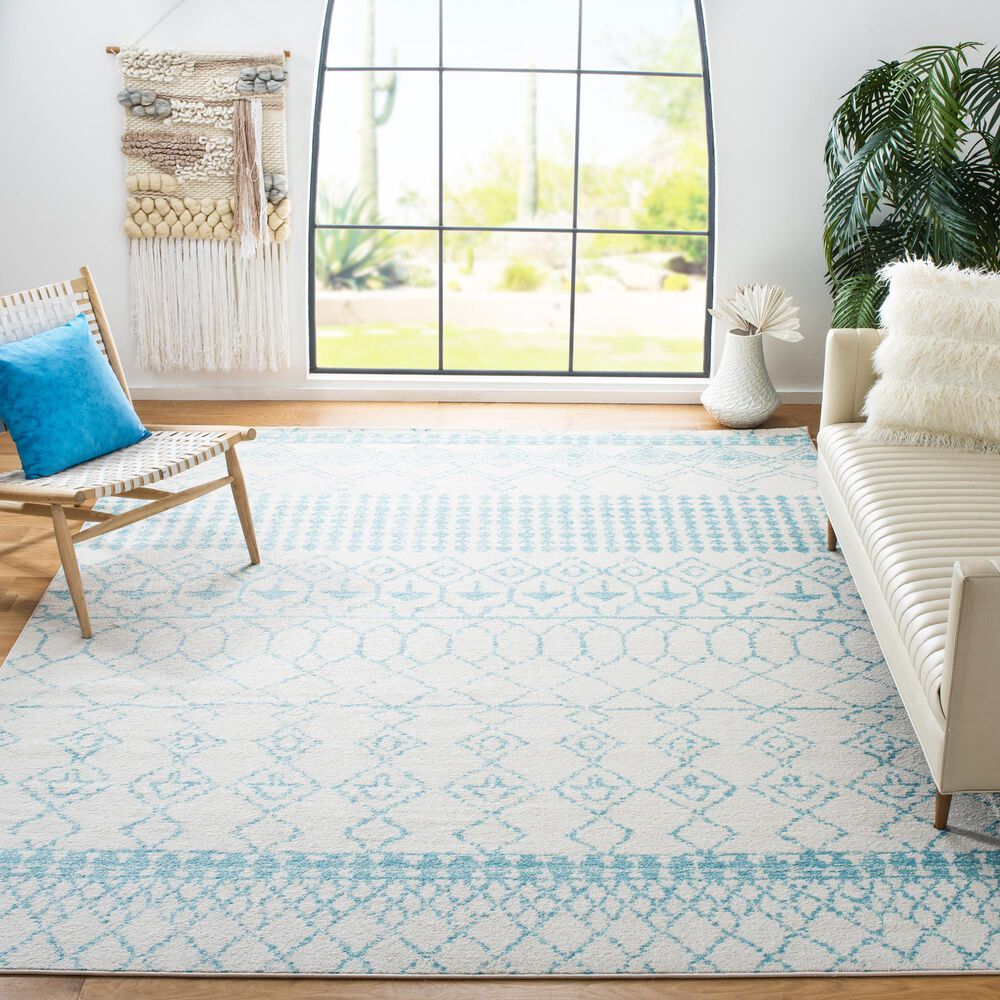 Safavieh Tulum 10&#39; x 13&#39; Ivory and Turquoise Area Rug, , large