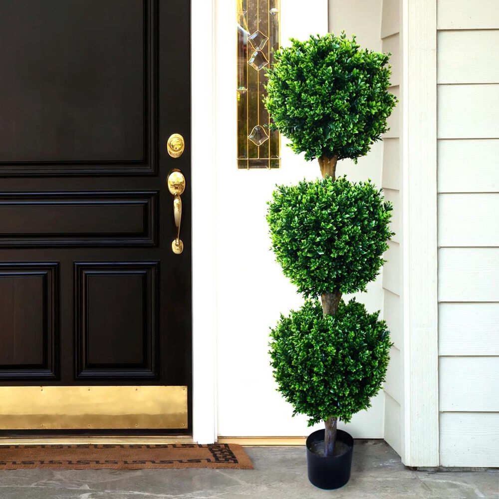 Timberlake 5" Julian Hedyotis Triple Ball Topiary Artificial Tree in Green, , large
