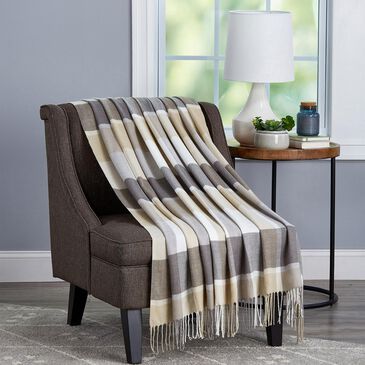 Timberlake Lavish Home Woven Faux Cashmere Feel Throw in Stone Plaid, , large