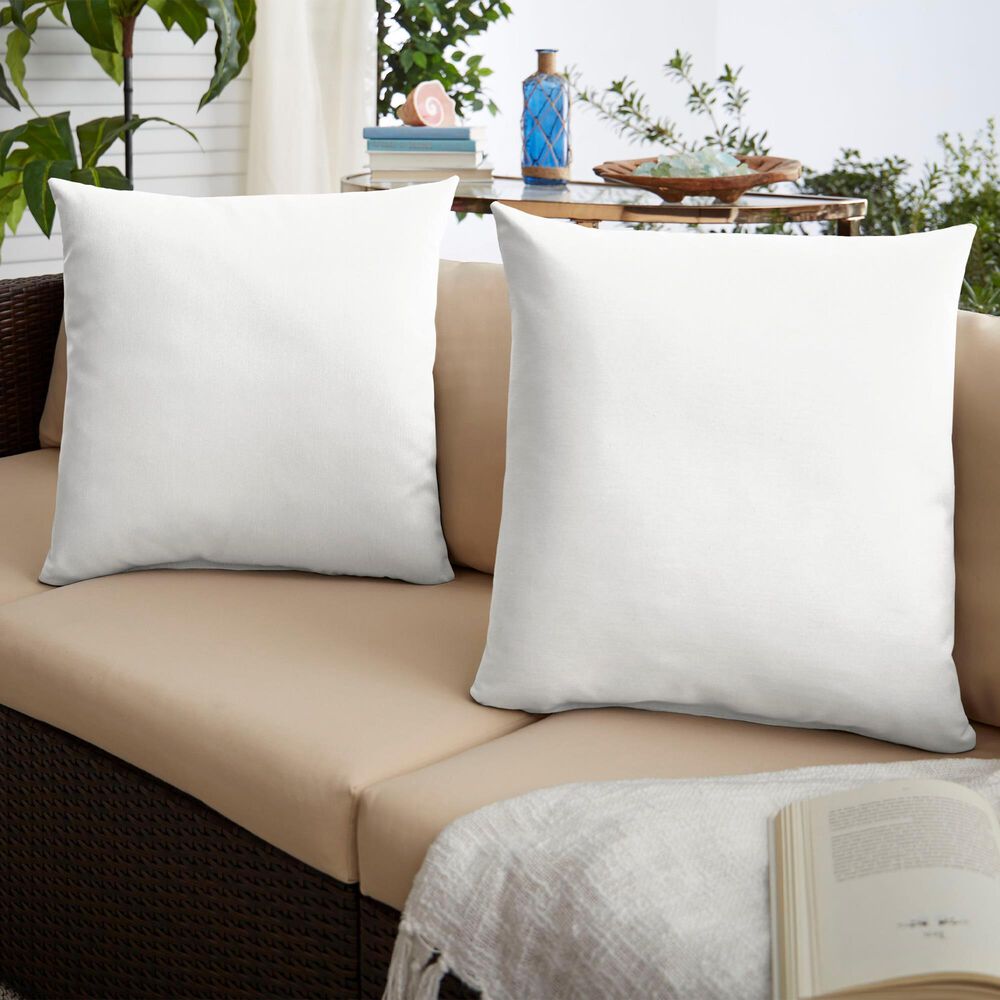 Sorra Home Sunbrella 22" Pillow in Canvas Natural (Set of 2), , large