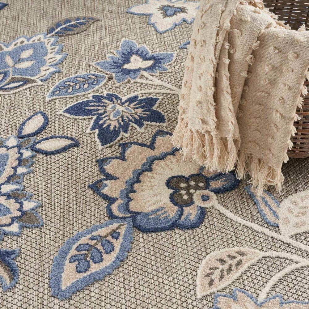 Nourison Aloha ALH31 7&#39;10&quot; x 10&#39;6&quot; Blue and Grey Indoor/Outdoor Area Rug, , large