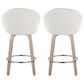 LumiSource Matisse 26" Swivel Counter Stool with Cream Fabric Upholstery in Whitewashed and Chrome (Set of 2), , large