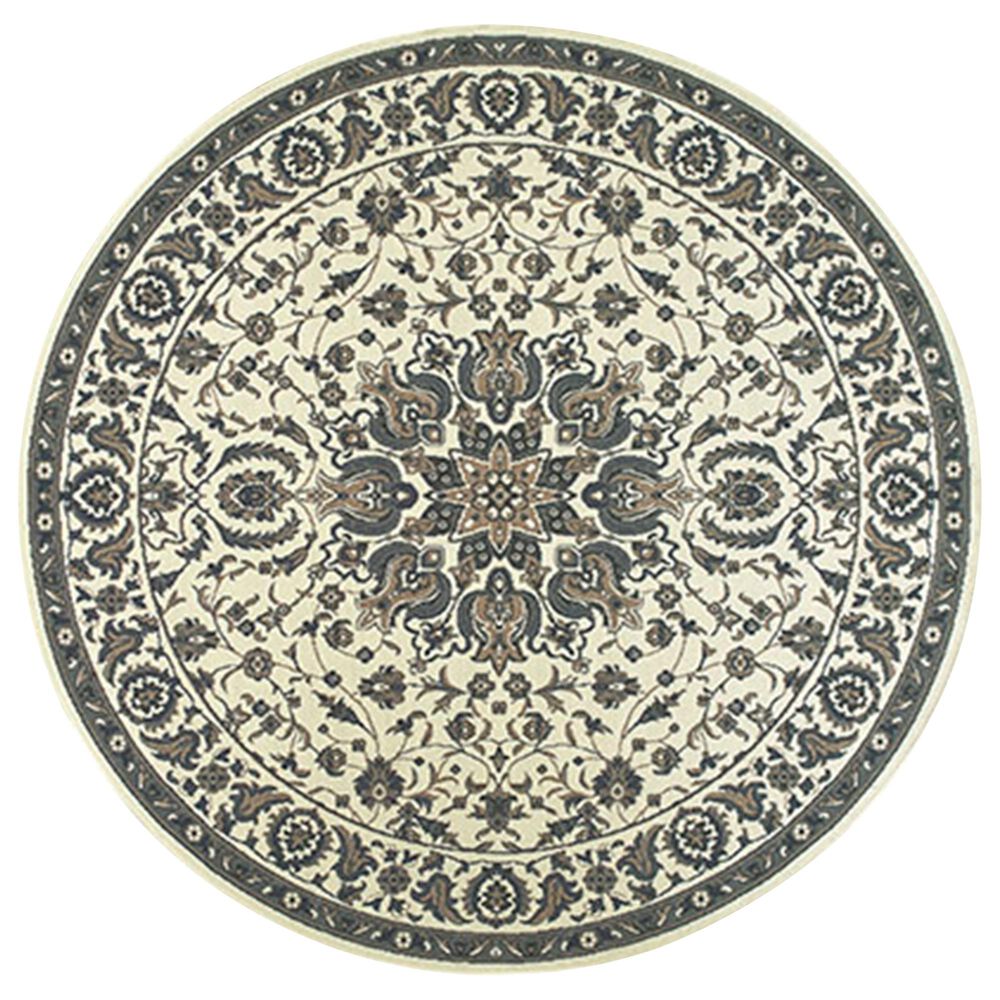 Oriental Weavers Marina 1248W 7"10" Round Ivory and Navy Area Rug, , large