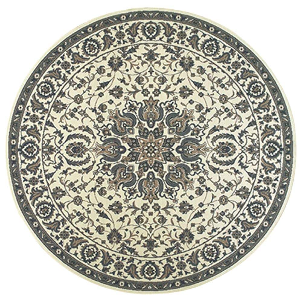 Oriental Weavers Marina 1248W 7"10" Round Ivory and Navy Area Rug, , large