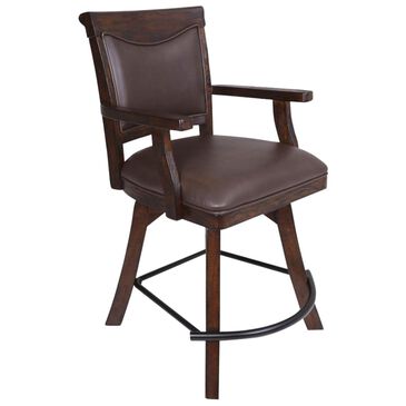 Radius Gettysburg Spectator Counter Stool with Brown Cushion in Rich Oak, , large