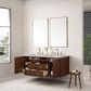 James Martin Vanities Amberly 60" Double Bathroom Vanity in Mid-Century Walnut with 3 cm Eternal Jasmine Pearl Silestone Top, Rectangular Sinks and FreePower Wireless Charger, , large