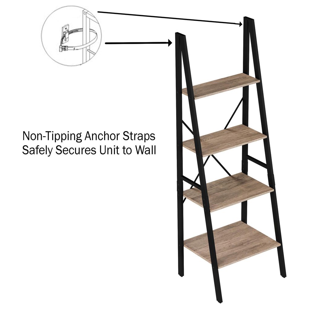 Timberlake Hastings Home 4-Tier Bookcase in Gray and Black, , large