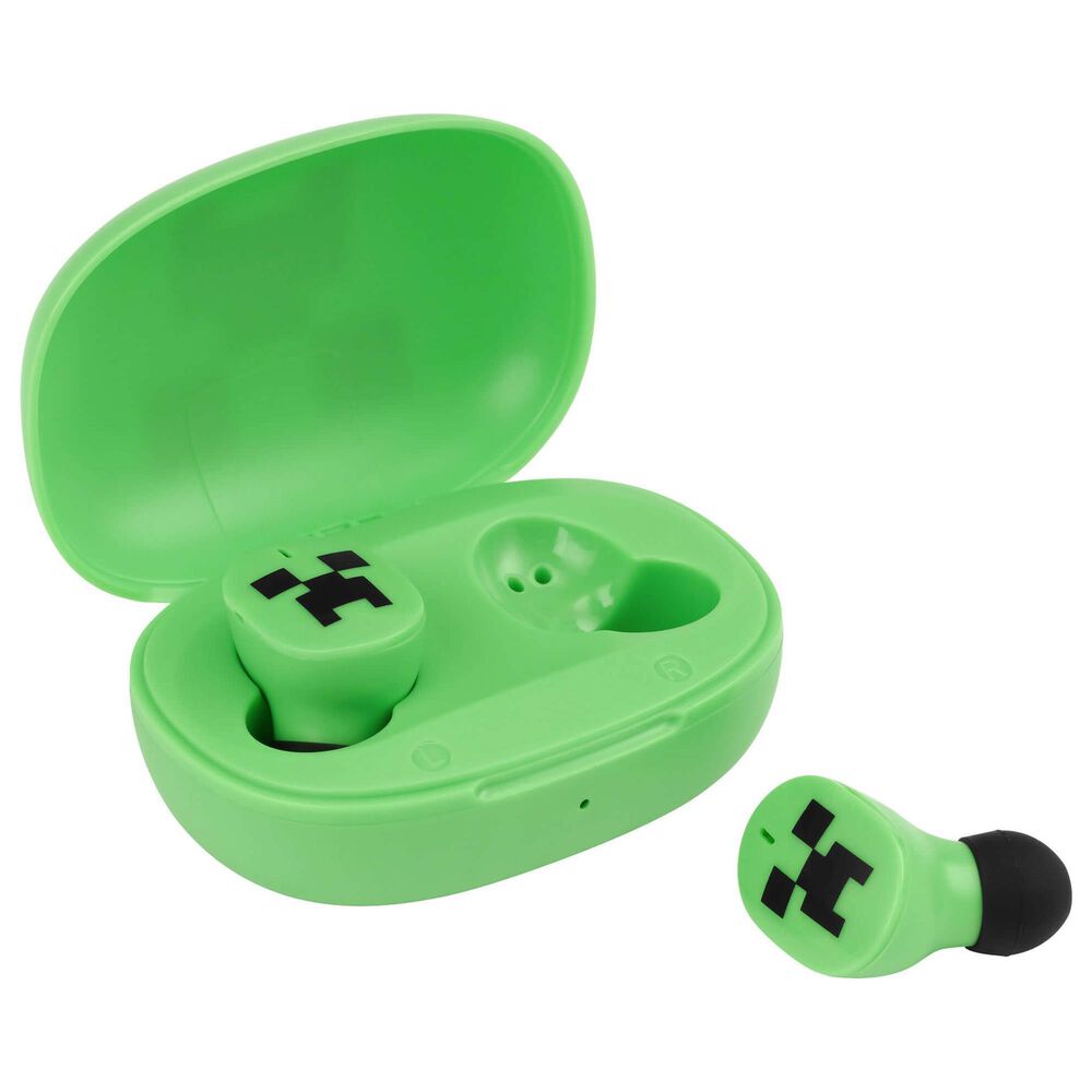 KIDdesigns Minecraft Bluetooth True Wireless Earbuds with Charging Case in Green, , large