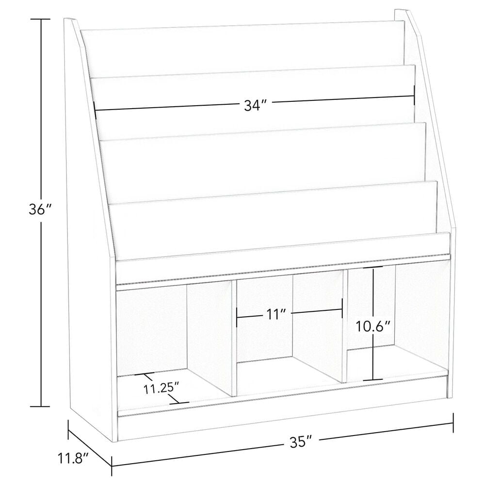 RiverRidge Home 3-Cubby Kid Book Rack in White, , large