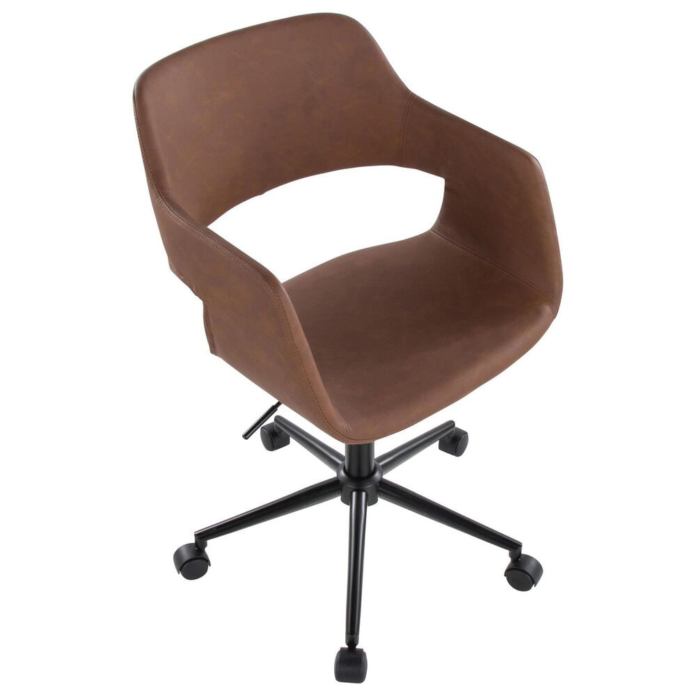 Lumisource Margarite Task Chair with Brown Faux Leather Cushion in Black, , large
