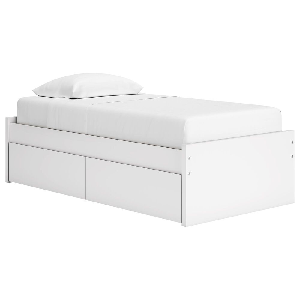Ashley Onita Twin Platform Bed with No Headboard and 1 Side Storage in White, , large