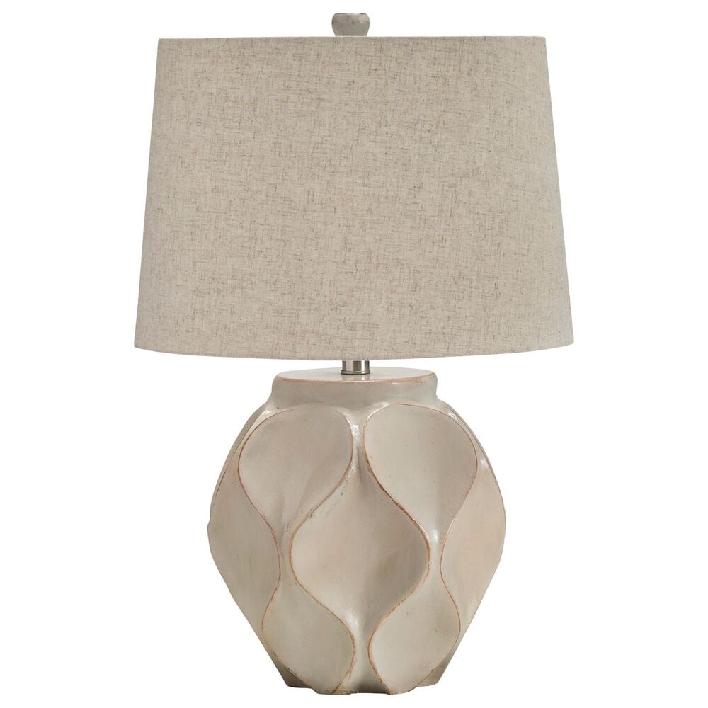 Ashley Edselham Table Lamp in Glossy Cream, , large