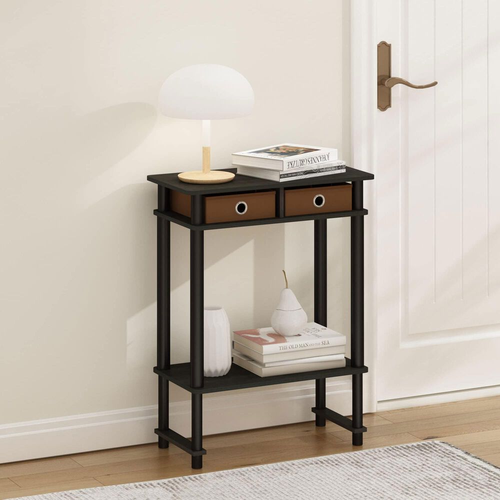 HOMLUX 2-Tier Tall-Wide Console Table in Espresso and Brown, , large
