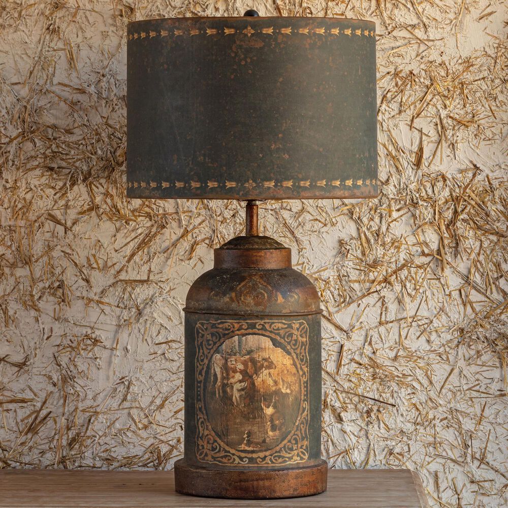 Porch View Beurre Tole Table Lamp in Aged Black, Rust and Multicolor, , large