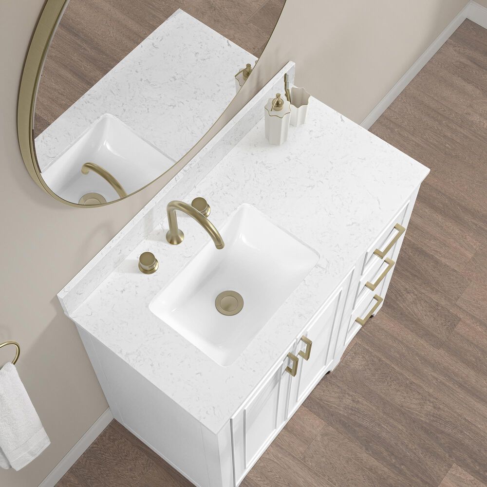 37B Lucerne 36" Single Bathroom Vanity Cabinet in Bright White with Marble Top and Backsplash, , large
