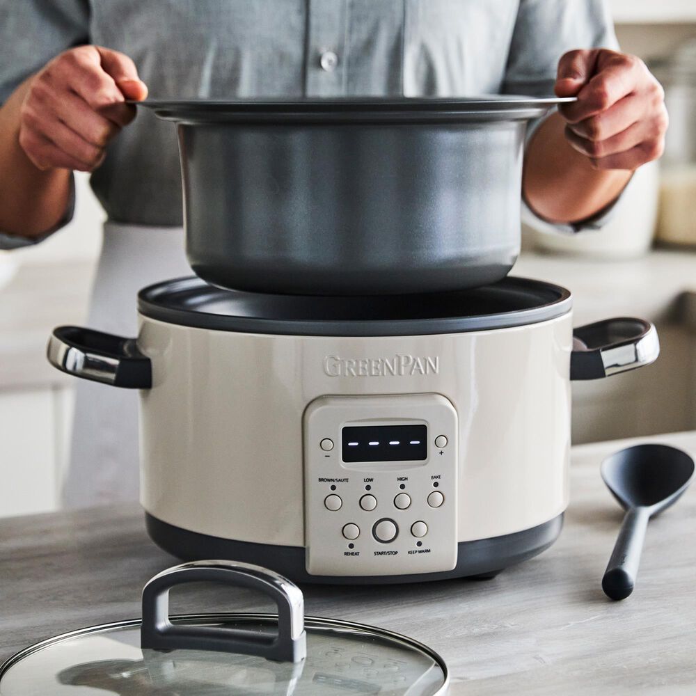 Green Pan Bistro 4-Quart Slow Cooker with In-Pot Browning in Macadamia, , large