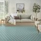 Nourison Twist Reversible 10" x 14" Aqua Indoor/Outdoor Area Rug, , large