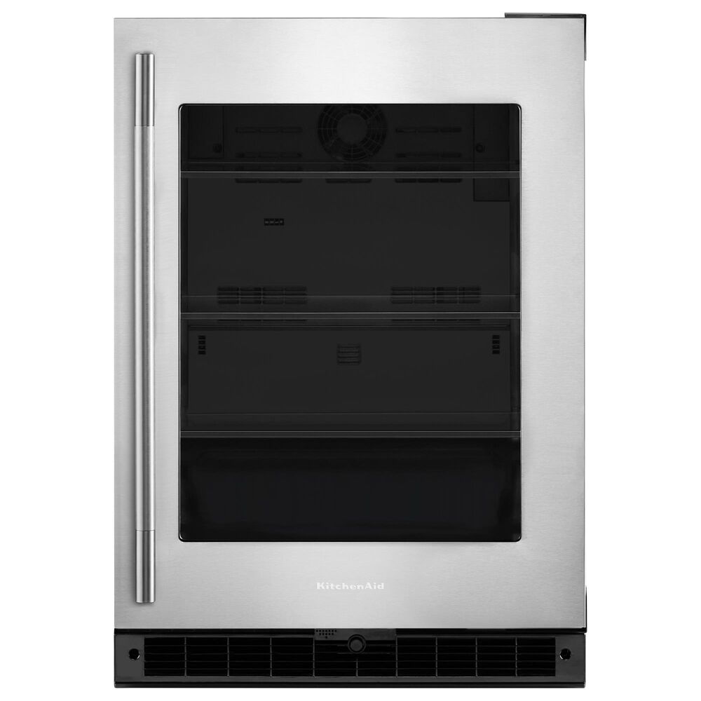 KitchenAid 5.2 Cu. Ft. Undercounter Refrigerator with Glass Door and Right Hinge in Black and Stainless Steel, , large
