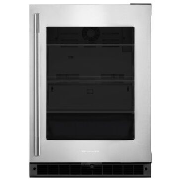 KitchenAid 5.2 Cu. Ft. Undercounter Refrigerator with Glass Door and Right Hinge in Black and Stainless Steel, , large